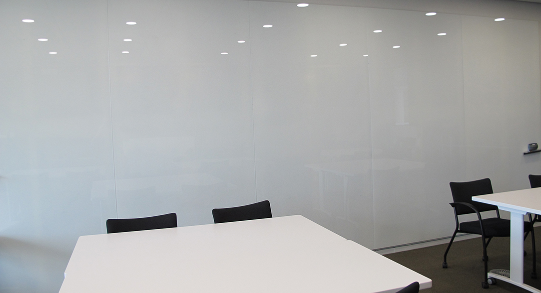 Wall-to-Wall Application of Magnetic Glass Boards Back Painted White