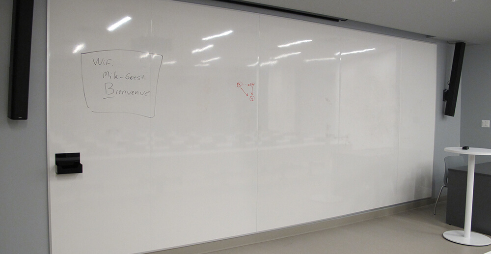 Wall-to-wall dry-erase white board