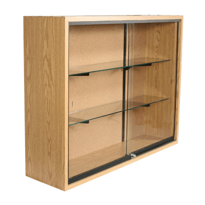 Display cabinet with lock, glass door and glass shelves