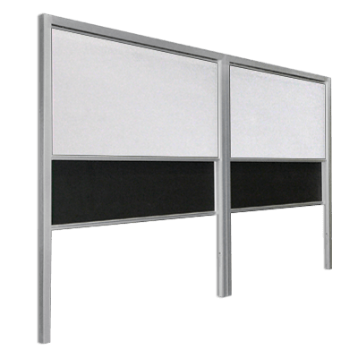 Double vertical sliding board with several writing surfaces