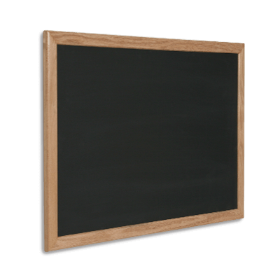 Writing board with a black porcelain surface and a wooden frame